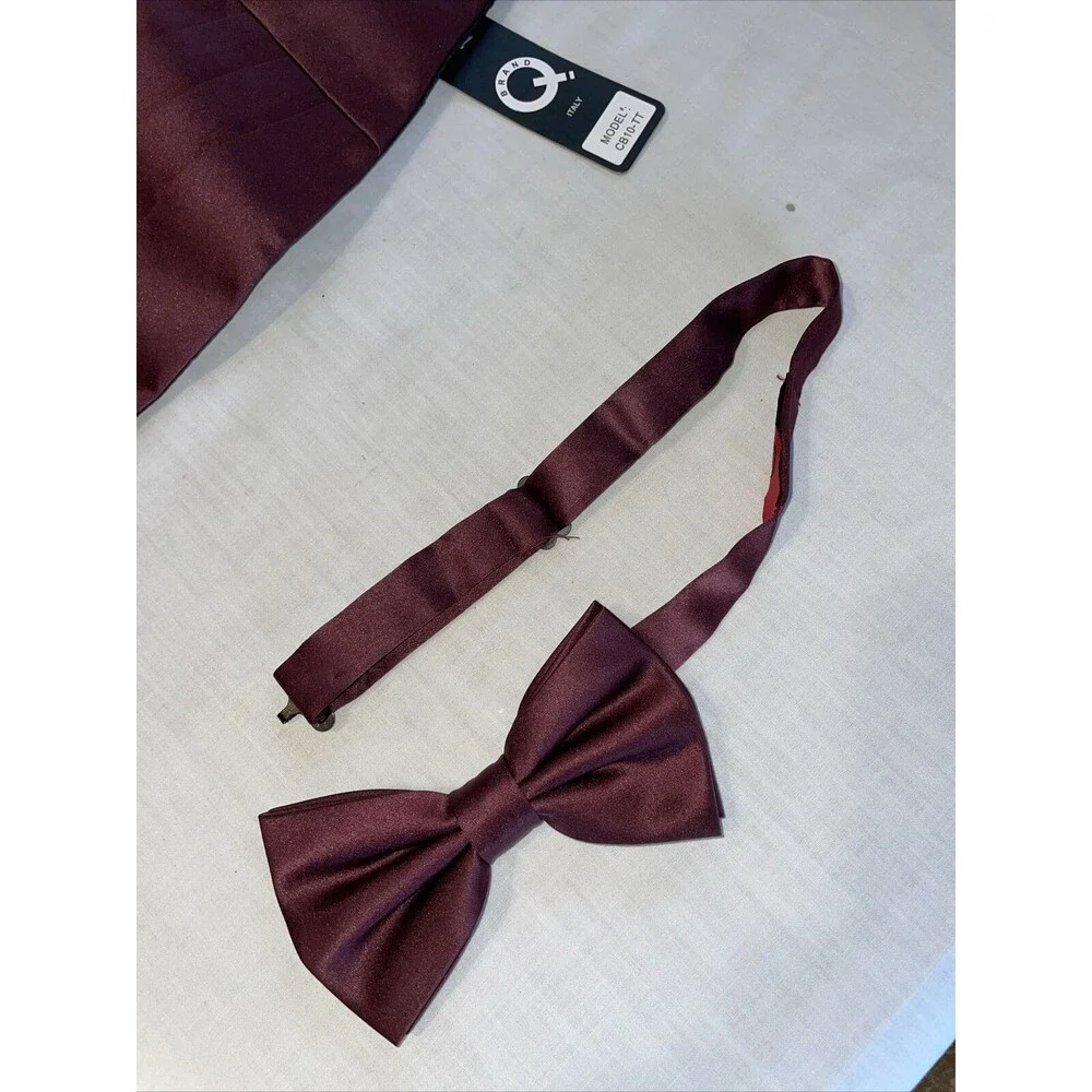 Brand Q Cummerbund Tie Handkerchief Men’s Model CB10-TT Raspberry For Tuxedo